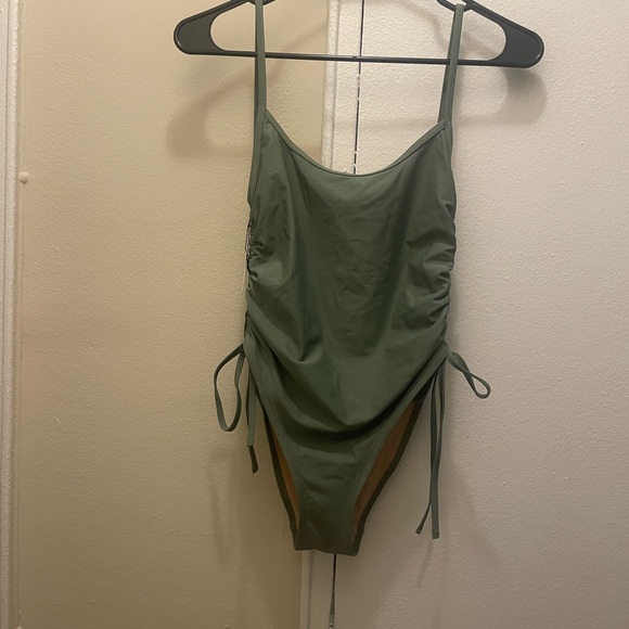 FP Movement Gnash Swim Sage Green One Piece Swimsuit with Adjustable Side Ties - Picture 4 of 7